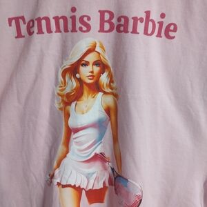 Women's Light Pink Tennis Barbie Graphic Tee
